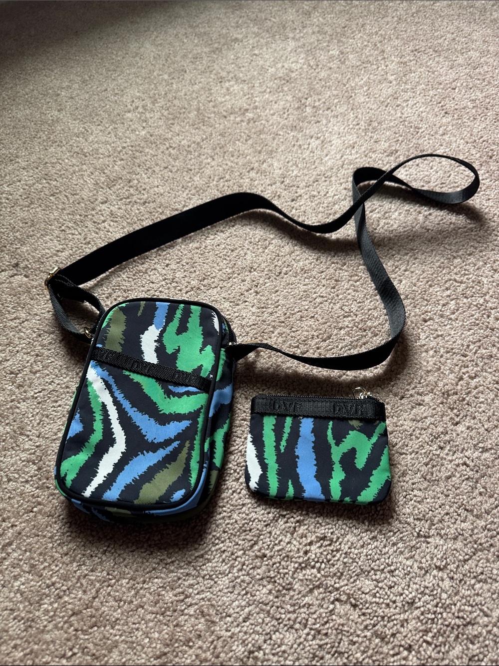 DVF for Target Crossbody Phone Pouch & Card Wallet - Green Blue Zebra Print